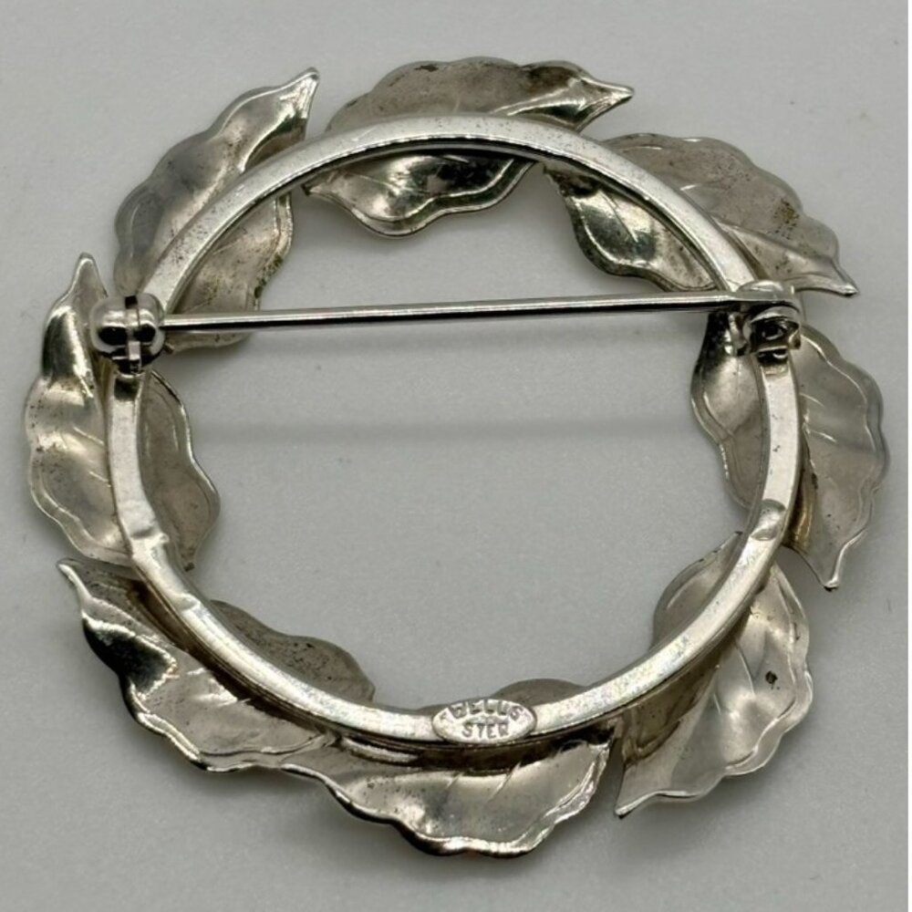 Vintage Wells Sterling Silver Wreath Brooch, Signed "Wells" and Marked Sterling - Picture 3 of 5